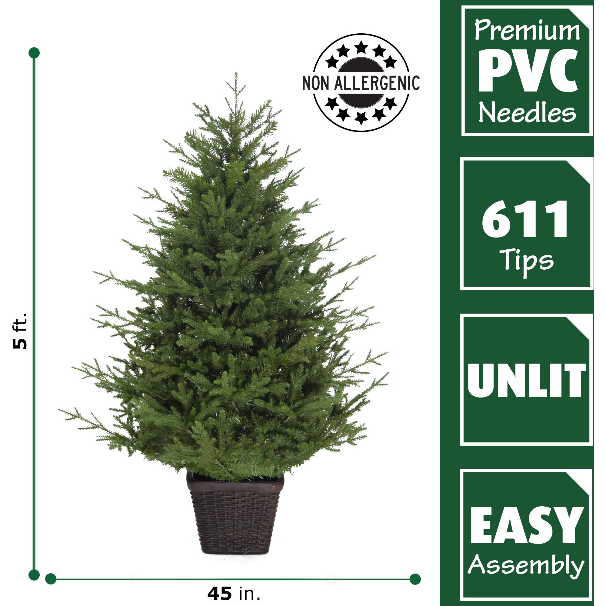 Fraser Hill Farm -  5.0-Ft Adirondack Potted Christmas Tree Décor