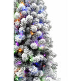 Fraser Hill Farm -  10-Ft. Flocked Alaskan Pine Christmas Tree with Multi-Color LED String Lighting
