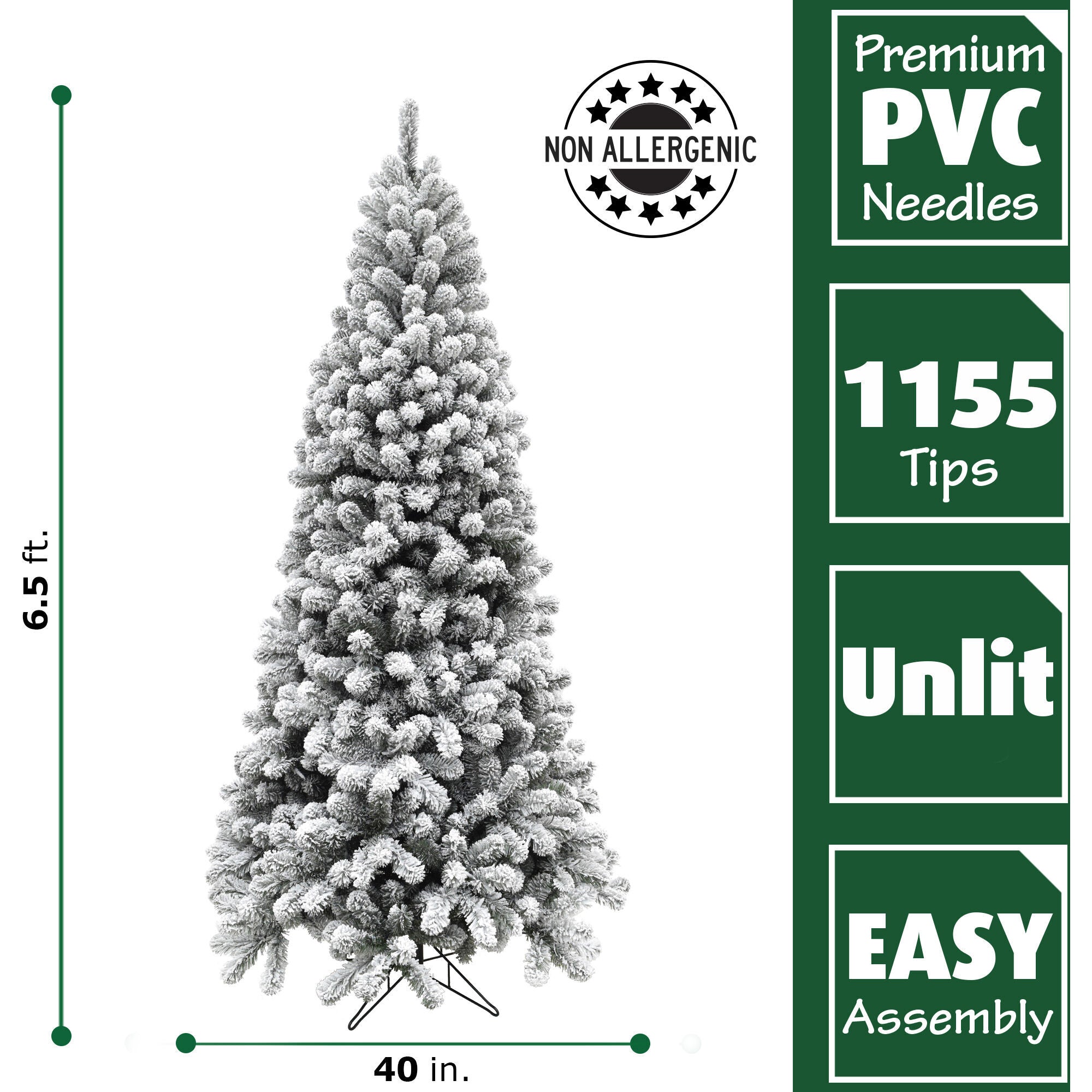 Fraser Hill Farm -  6.5-Ft. Flocked Alaskan Pine Christmas Tree