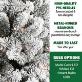 Fraser Hill Farm -  6.5-Ft. Flocked Alaskan Pine Christmas Tree with Warm White LED String Lighting
