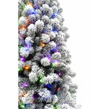 Fraser Hill Farm -  6.5-Ft. Flocked Alaskan Pine Christmas Tree with Multi-Color LED String Lighting
