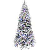 Fraser Hill Farm -  7.5-Ft. Flocked Alaskan Pine Christmas Tree with Multi-Color LED String Lighting