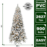 Fraser Hill Farm -  9-Ft. Flocked Alaskan Pine Christmas Tree with Smart String Lighting