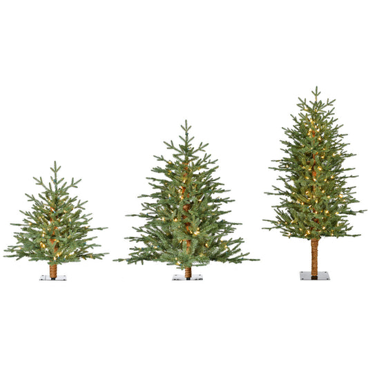 Fraser Hill Farm -  Set of 3 Green Alpine Trees with Warm White LED Lights (2-Ft., 3-Ft., & 4-Ft.)