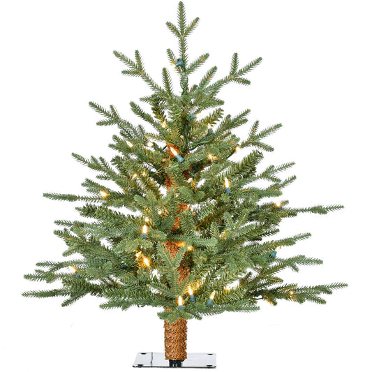 Fraser Hill Farm -  2-Ft. Green Alpine Porch Accent Tree with Warm White LED Lights, Set of 2