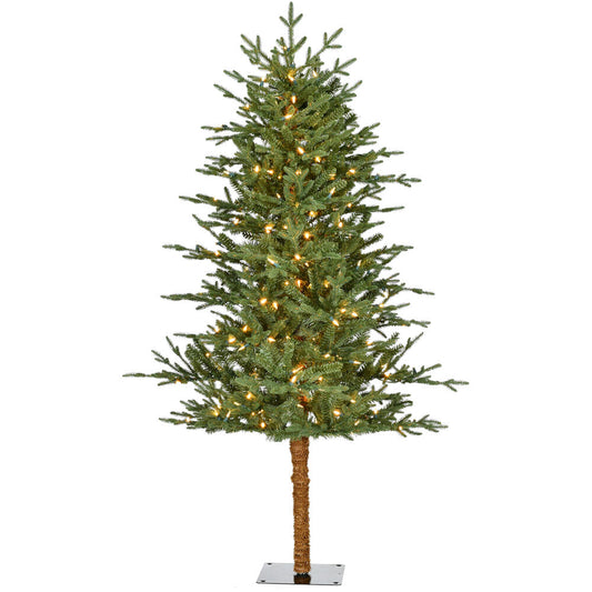Fraser Hill Farm -  5-Ft. Green Alpine Porch Accent Tree with Warm White LED Lights