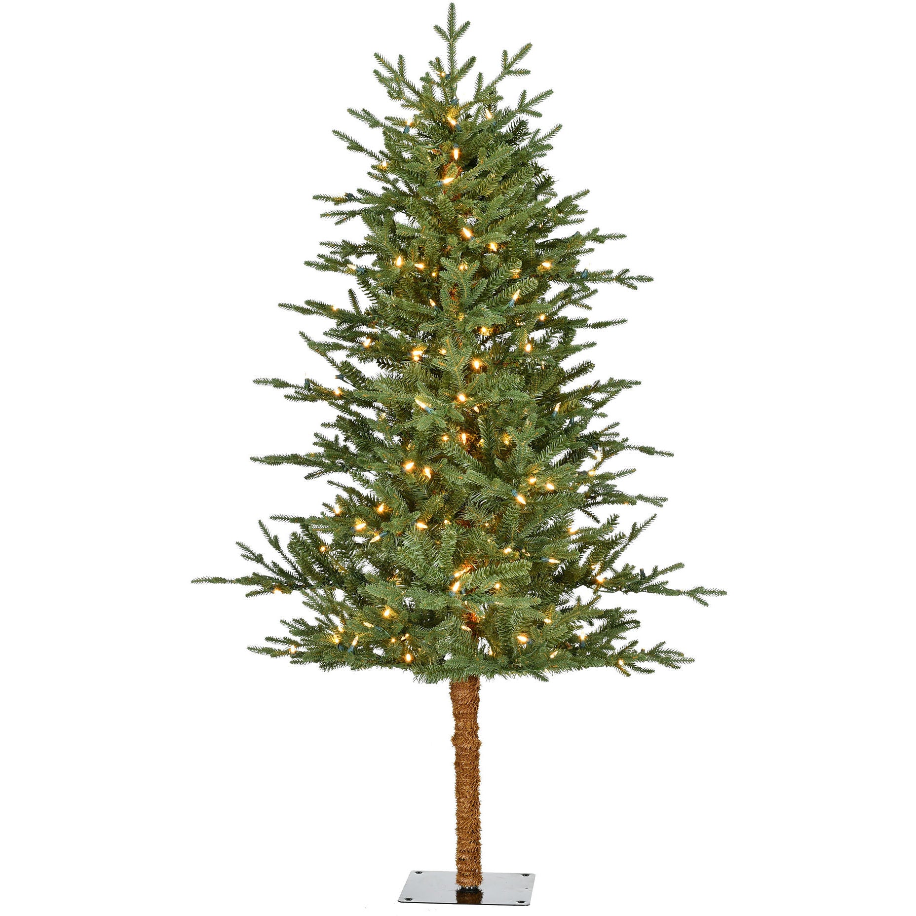 Fraser Hill Farm -  5-Ft. Green Alpine Porch Accent Tree with Warm White LED Lights, Set of 2
