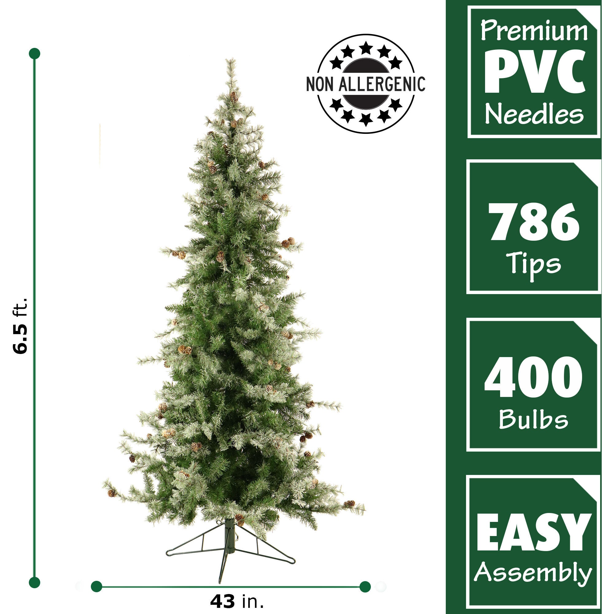 Fraser Hill Farm -  6.5 Ft. Buffalo Fir Slim Artificial Christmas Tree with Multi-Color LED String Lighting