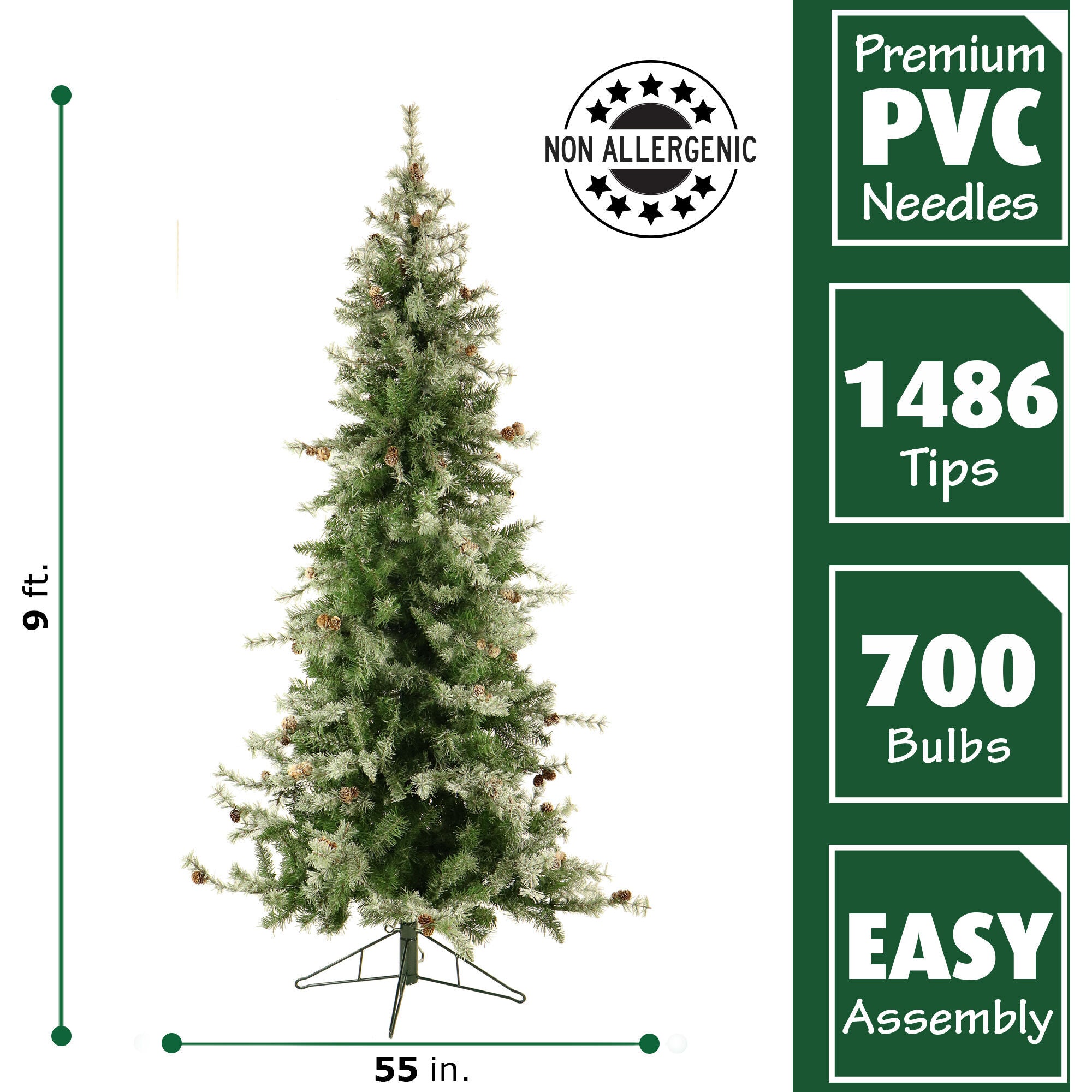 Fraser Hill Farm -  9 Ft. Buffalo Fir Slim Artificial Christmas Tree with LED String Lighting