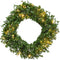 Fraser Hill Farm -  24-In. Boxwood Green Square Wreath with Warm White LED Lights, Christmas or All-Season Decor for Door or Wall