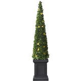 Fraser Hill Farm -  40-inch Boxwood Topiary Cone with Square Pot and Warm White LED Lights