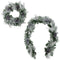Fraser Hill Farm -  24-in. Wreath and 6-ft. Garland Set with Snow Flocking and Pinecones