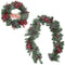 Fraser Hill Farm -  24-in. Wreath and 6-ft. Garland Set, Snow Flocked with Pinecones and Bows