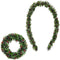 Fraser Hill Farm -  Frosted Faux Boxwood 20-in. Wreath and 9-ft. Garland Set with Red Berries