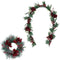 Fraser Hill Farm -  Frosted 24-in. Wreath and 9-ft. Garland Set with Red Berries, Plaid Bows and Rustic Sleigh Bells