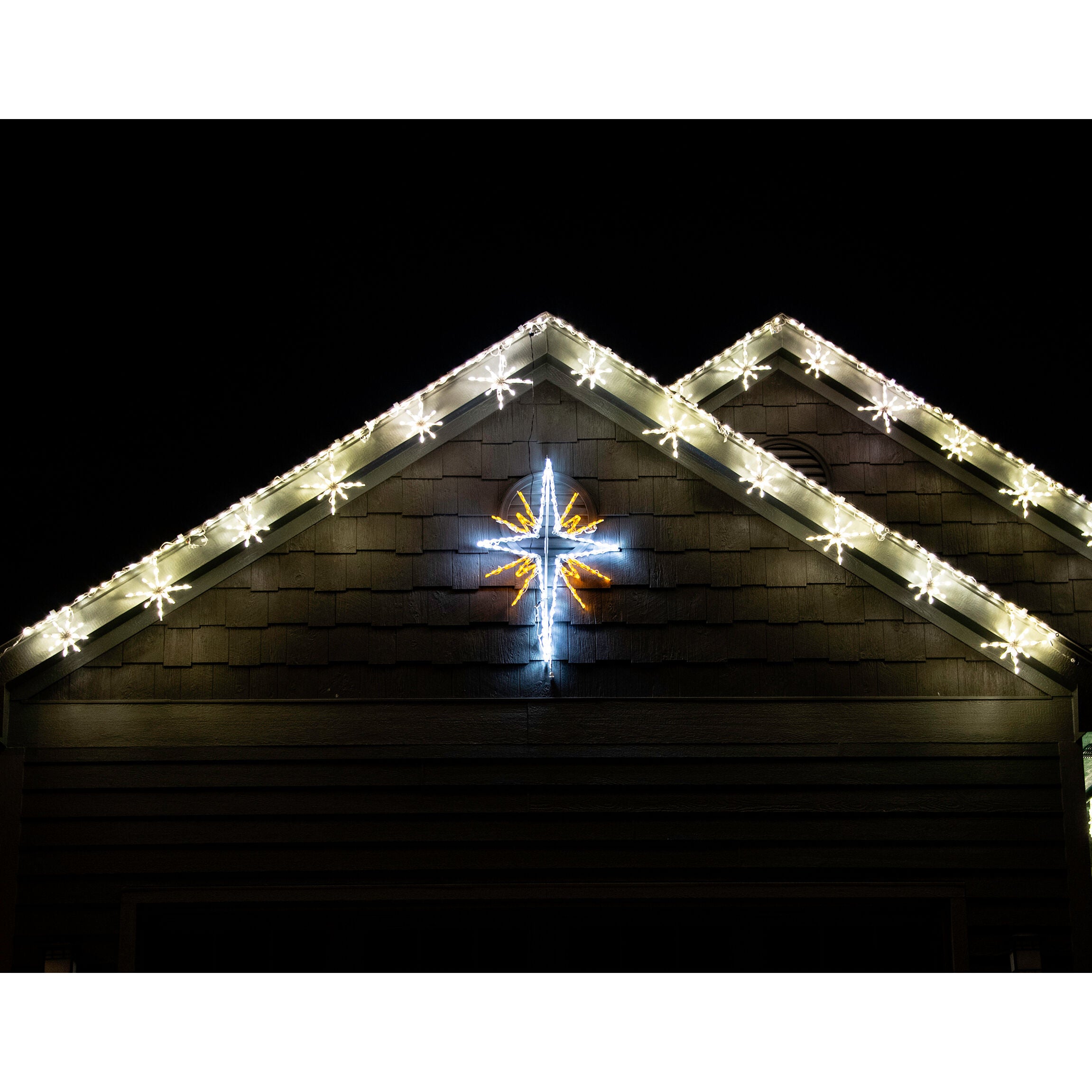 Fraser Hill Farm -  Christmas Giant Outdoor LED Lights, 4-Ft. Bethlehem Star in Pure White/Gold (51-inchH x 36-inchW)
