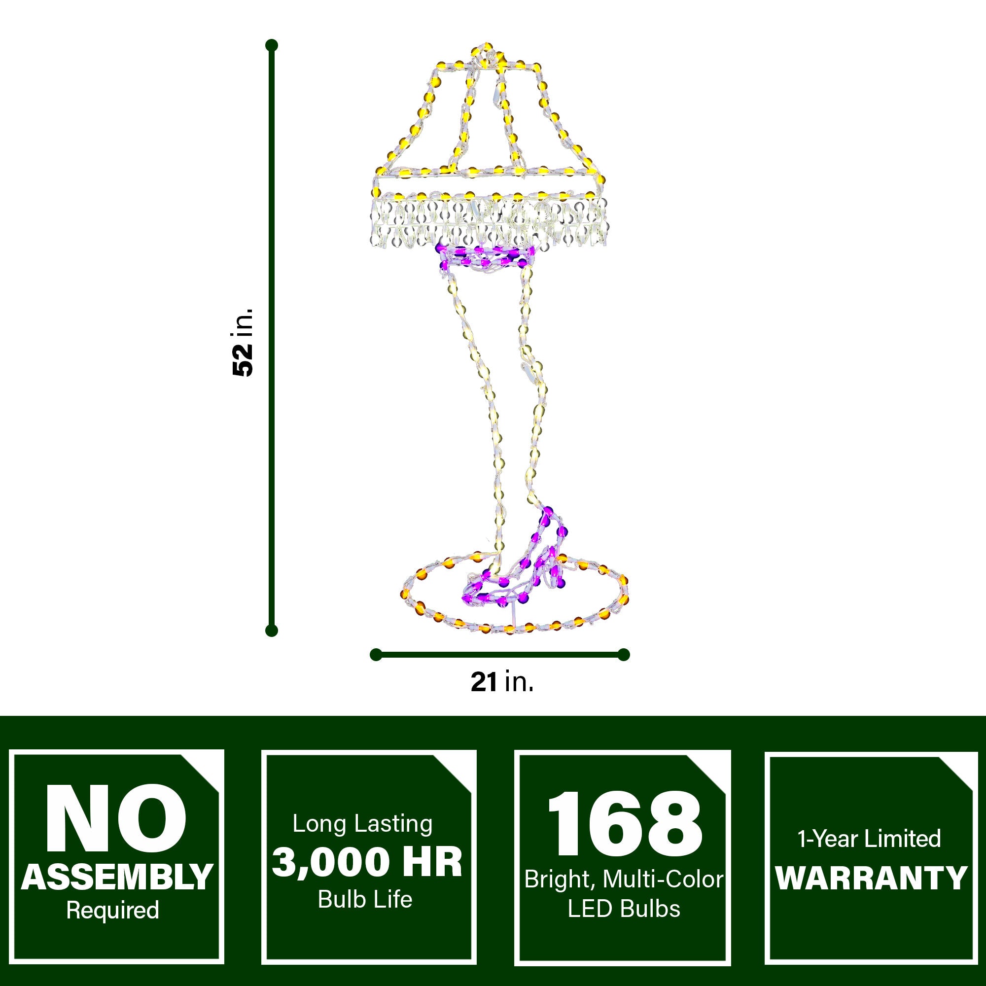 Fraser Hill Farm -  52-inchH x 21-inchW Leg Lamp LED Lights, Large Outdoor Christmas Decoration