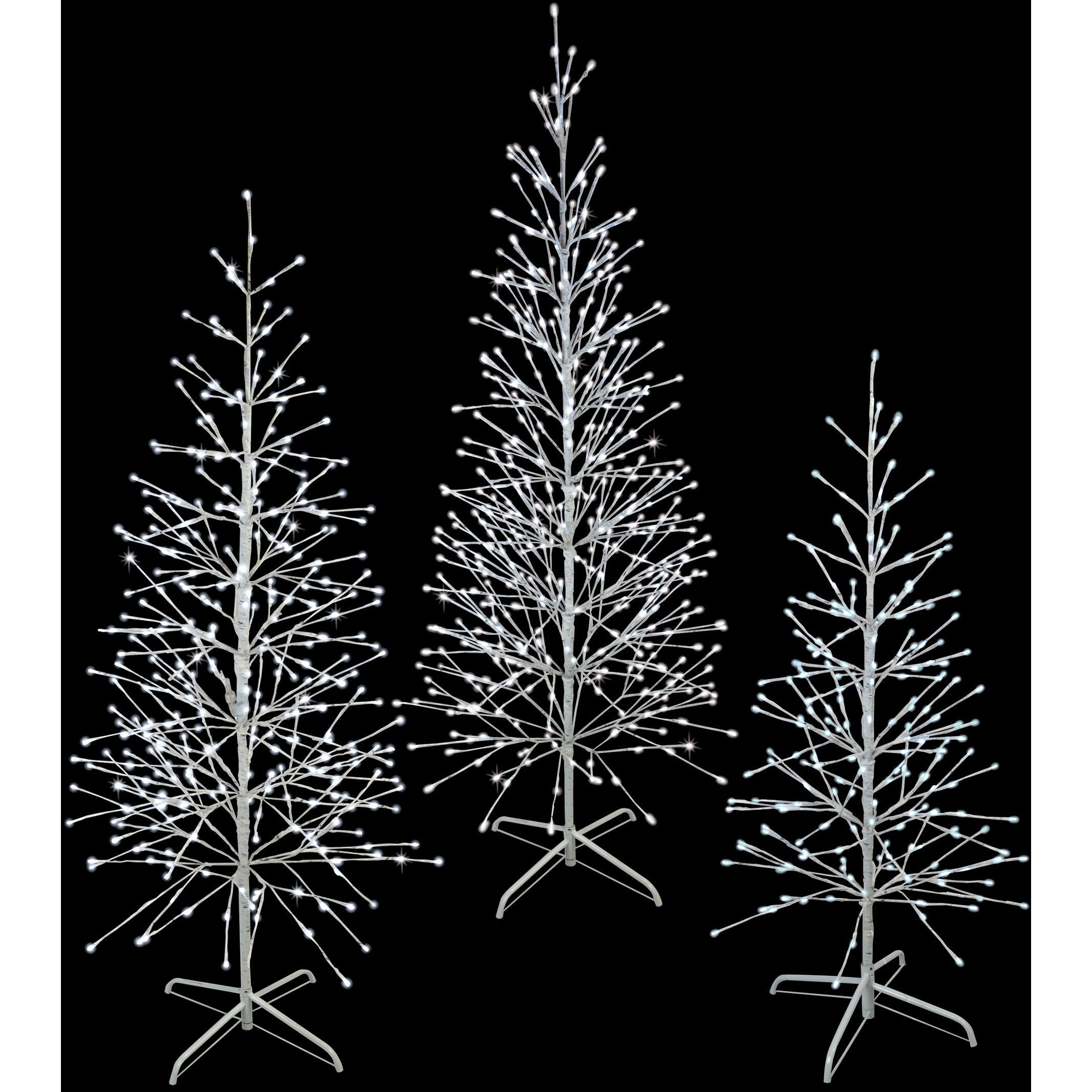 Fraser Hill Farm -  Set of 3 Color Changing Birch Trees, 4-Ft., 5.5-Ft., 6.5-Ft., in Warm White and Multi-Color LED Lights