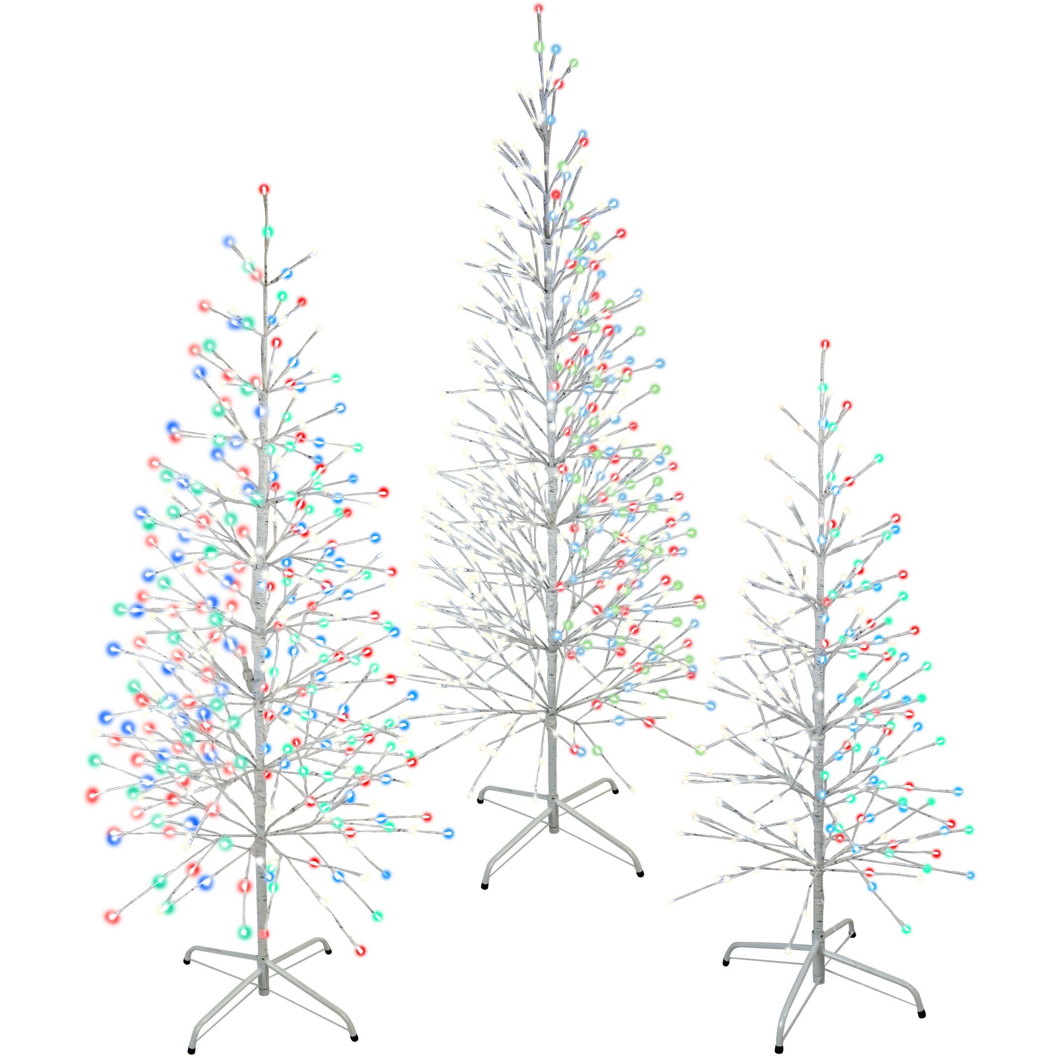 Fraser Hill Farm -  Set of 3 Color Changing Birch Trees, 4-Ft., 5.5-Ft., 6.5-Ft., in Warm White and Multi-Color LED Lights