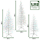 Fraser Hill Farm -  Set of 3 Color Changing Birch Trees, 4-Ft., 5.5-Ft., 6.5-Ft., in Warm White and Multi-Color LED Lights