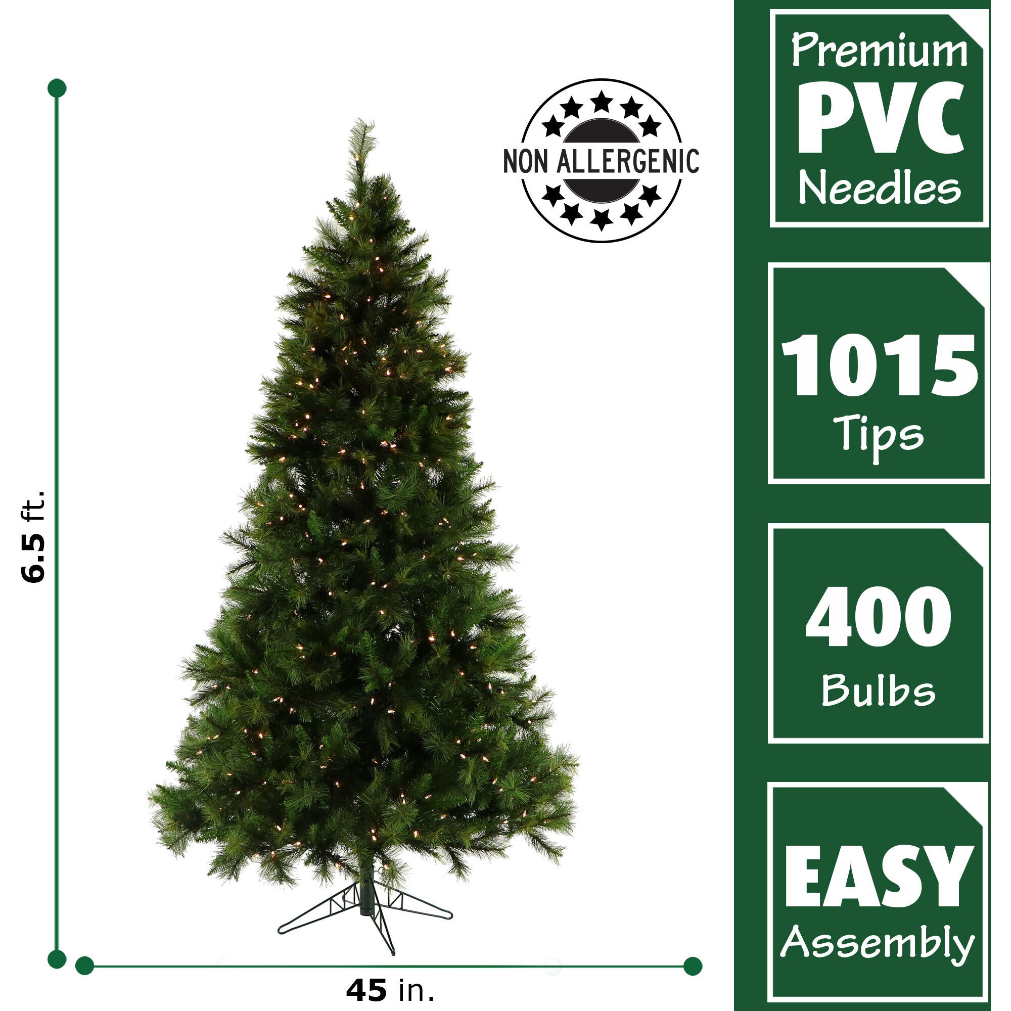 Fraser Hill Farm -  6.5-Ft. Canyon Pine Christmas Tree with Warm White LED Lighting