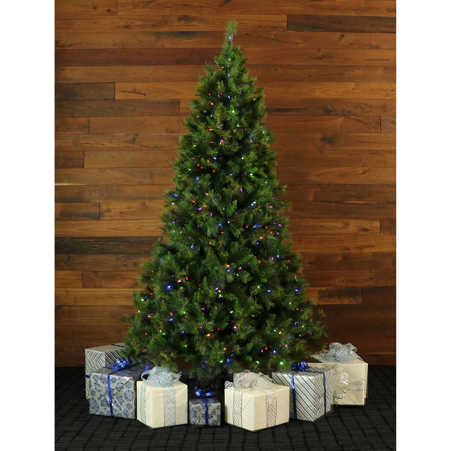 Fraser Hill Farm -  6.5-Ft. Canyon Pine Christmas Tree with Multi-Color LED String Lighting