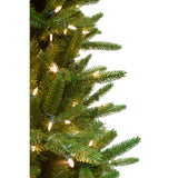 Fraser Hill Farm -  7.5 Ft. Carmel Pine Slim Artificial Christmas Tree with Warm White LED String Lighting