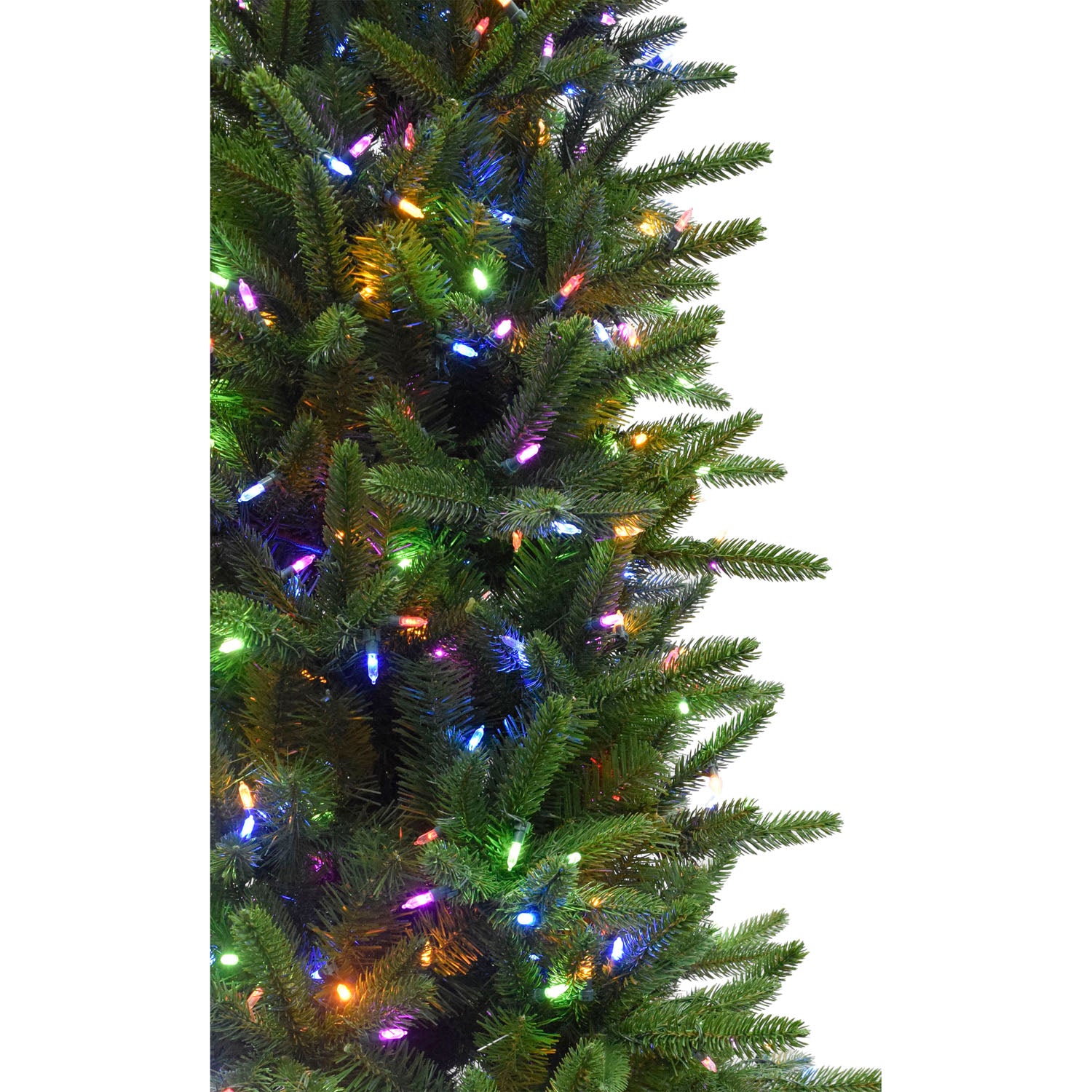 Fraser Hill Farm -  9 Ft. Carmel Pine Slim Artificial Christmas Tree with Multi-Color LED String Lighting