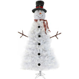 Fraser Hill Farm -  7.5-Ft White Snowman Christmas Tree with Clear LED Lights