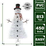 Fraser Hill Farm -  7.5-Ft White Snowman Christmas Tree with Clear LED Lights