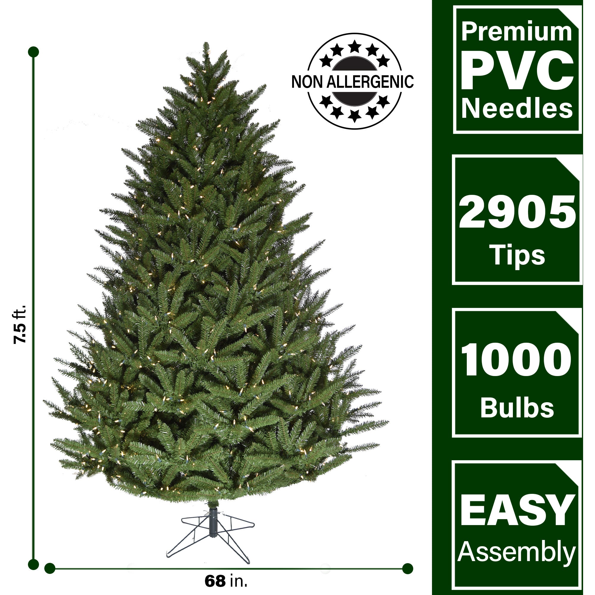 Fraser Hill Farm -  7.5-ft. Centerville Pine Christmas Tree with Warm White String Lighting and EZ Connect