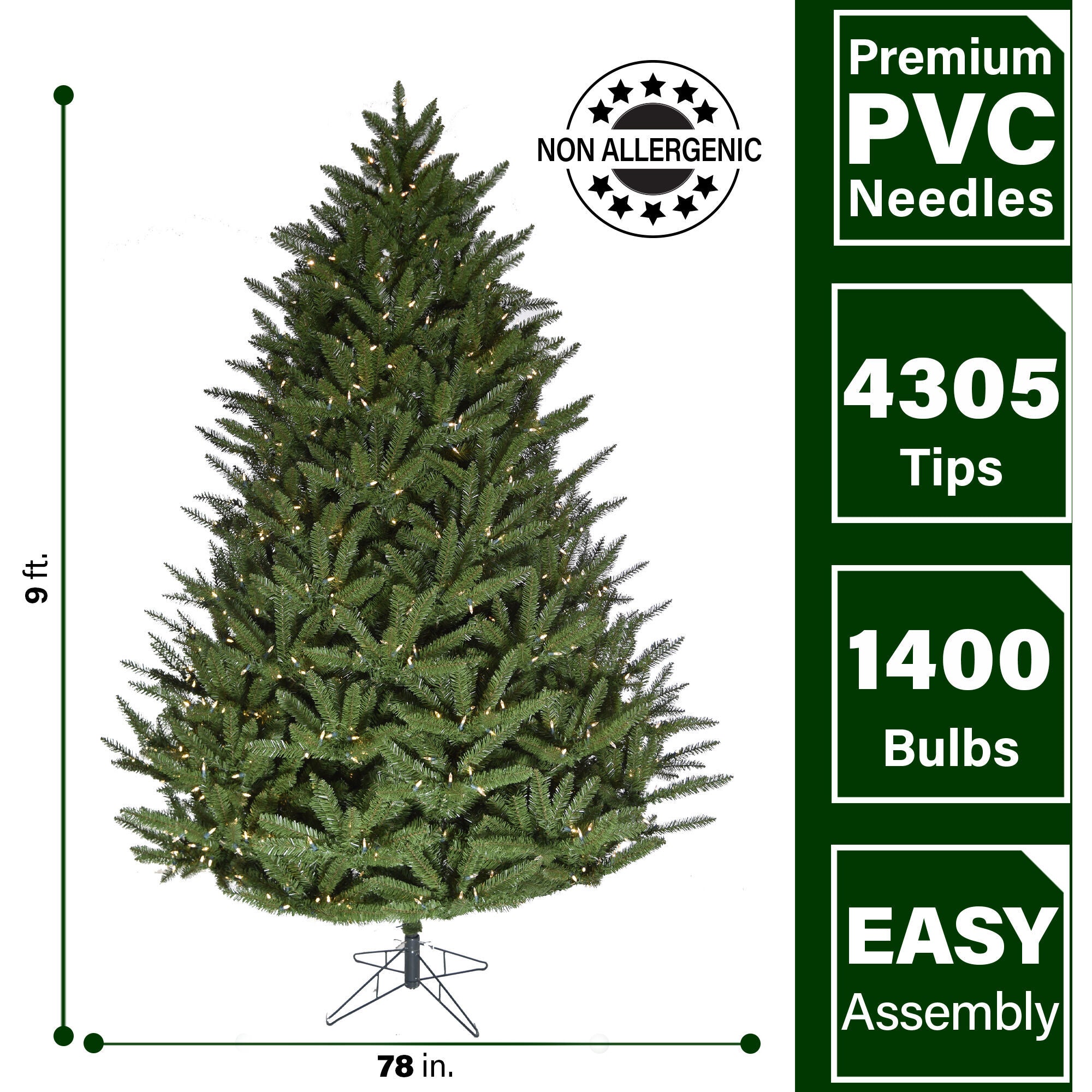 Fraser Hill Farm -  9-ft. Centerville Pine Christmas Tree with Clear Smart String Lighting and EZ Connect