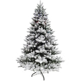 Fraser Hill Farm -  Indoor 7.5-Ft Snow Flocked Fiber Optic Prelit Christmas Tree with Festive LED Dancing Lights