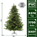 Fraser Hill Farm -  10-Ft. Foxtail Pine Christmas Tree with Multi-Color LED String Lighting
