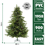 Fraser Hill Farm -  7.5-Ft. Foxtail Pine Christmas Tree with EZ Connect Multi-Color LED Lighting
