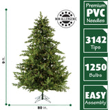 Fraser Hill Farm -  9-Ft. Foxtail Pine Christmas Tree with Warm White LED String Lighting