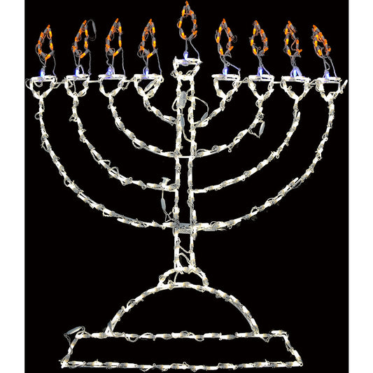 Fraser Hill Farm -  55-In. H x 45-In. W Hanukkah Menorah Giant Indoor/Outdoor Sign with 297 LED Lights