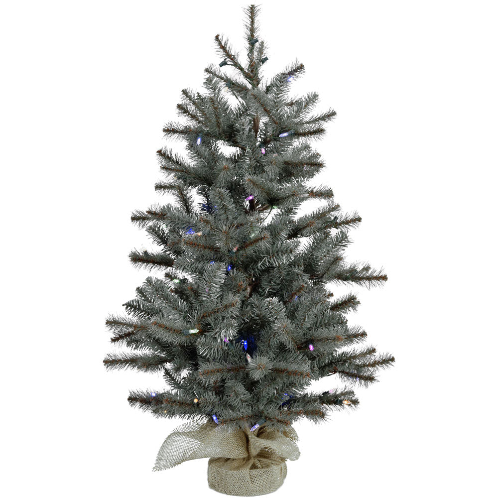 Fraser Hill Farm -  4-Ft. Heritage Pine Artificial Tree with Burlap Base and Multi-Colored LED String Lights