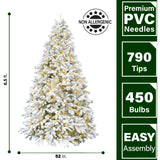 Fraser Hill Farm -  6.5-ft. Green Christmas Half Tree with Flock and Warm White LED Lighting