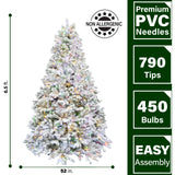 Fraser Hill Farm -  6.5-ft. Green Christmas Half Tree with Flock and Multicolored LED Lighting