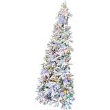 Fraser Hill Farm -  6.5-ft. Green Christmas Half Tree with Flock and Multicolored LED Lighting