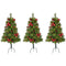 Fraser Hill Farm -  Set of 3 2.5-Ft. Joyful Walkway Trees with Warm White LED Lights and Pinecones, Berries, and Ornaments