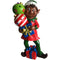 Fraser Hill Farm - 30-inch African American Elf Figurine Holding Presents with Built-in Multicolor LED Lights