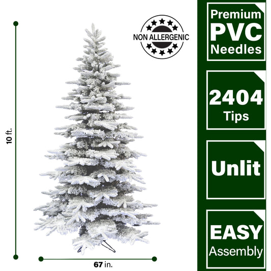 Fraser Hill Farm -  10-Ft. Flocked Mountain Pine Christmas Tree