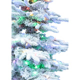 Fraser Hill Farm -  10-Ft. Flocked Mountain Pine Christmas Tree with Multi-Color LED String Lighting and Remote