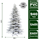 Fraser Hill Farm -  6.5-Ft. Flocked Mountain Pine Christmas Tree