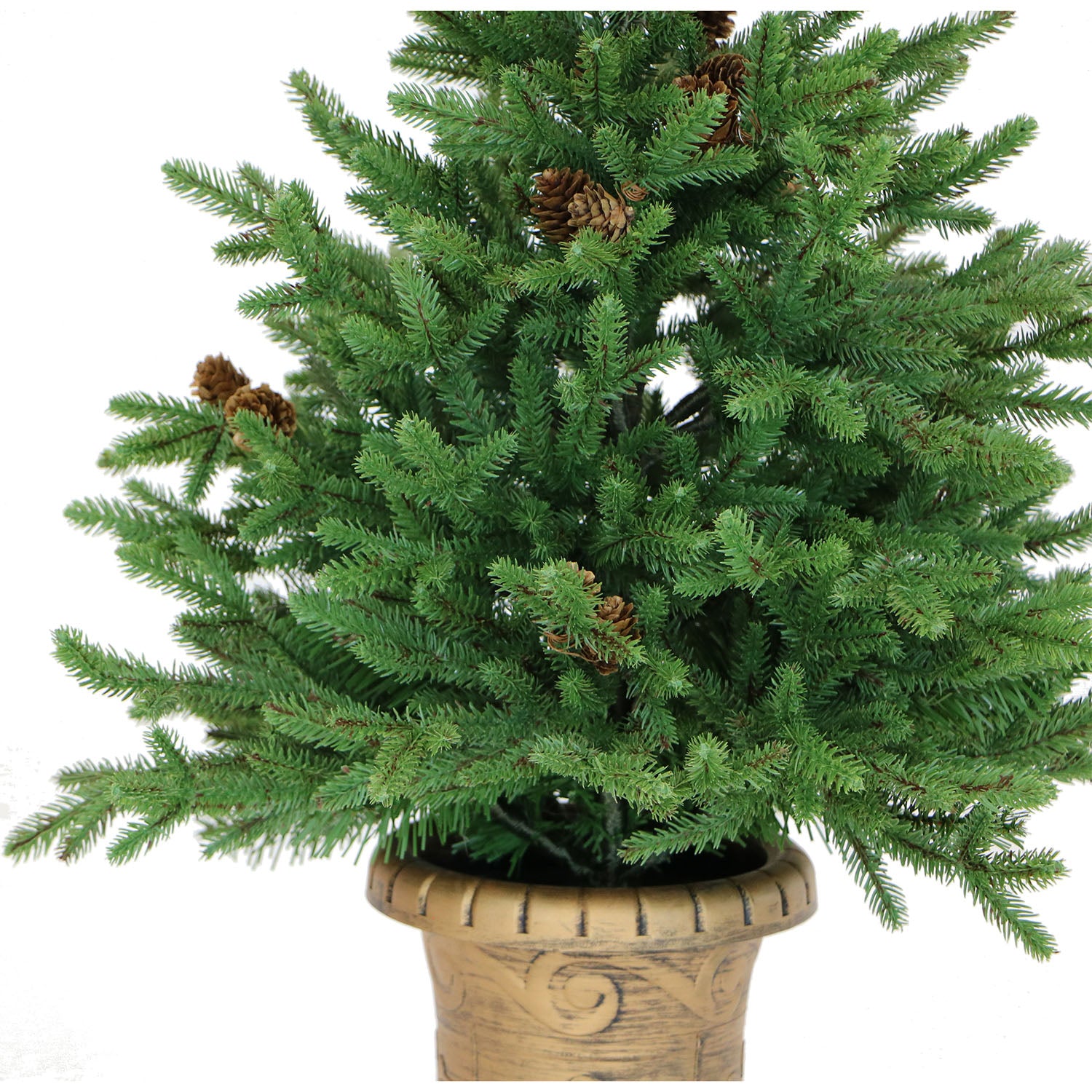 Fraser Hill Farm -  3-Ft. Noble Fir Artificial Tree with Metallic Urn Base