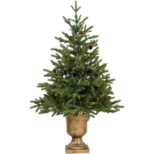 Fraser Hill Farm -  3-Ft. Noble Fir Artificial Tree with Metallic Urn Base