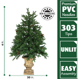 Fraser Hill Farm -  4-Ft. Noble Fir Artificial Tree with Metallic Urn Base