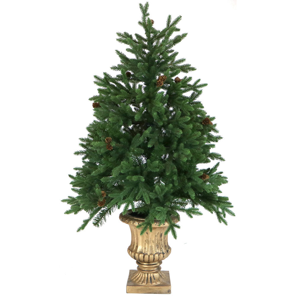 Fraser Hill Farm -  4-Ft. Noble Fir Artificial Tree with Metallic Urn Base and Multi-Colored LED String Lights